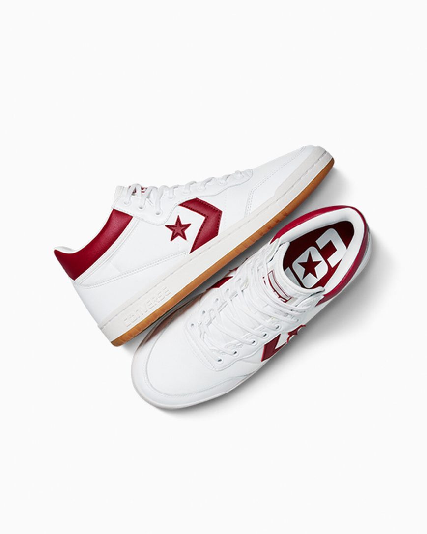 Bascheți Dama Converse CONS Fastbreak Pro Piele Albi Rosii Albi | RO NFCUW602